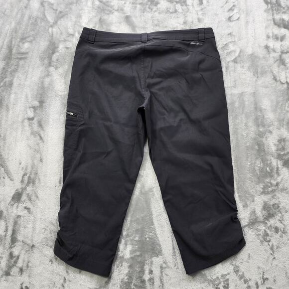 Eddie Bauer Pants Womens 12 Black Stretch Nylon Crop Capri Ruched Hem Outdoors - Picture 3 of 14